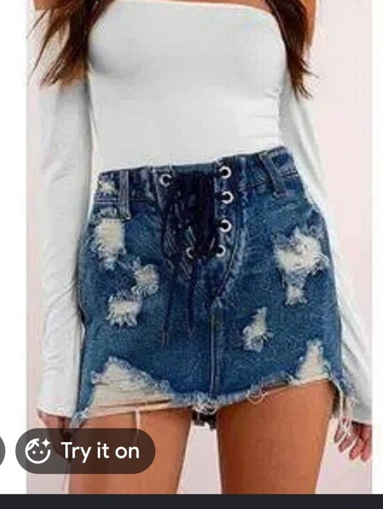 Dresses & Skirts - Signature8 Red Label Skirt  on Blue Denim